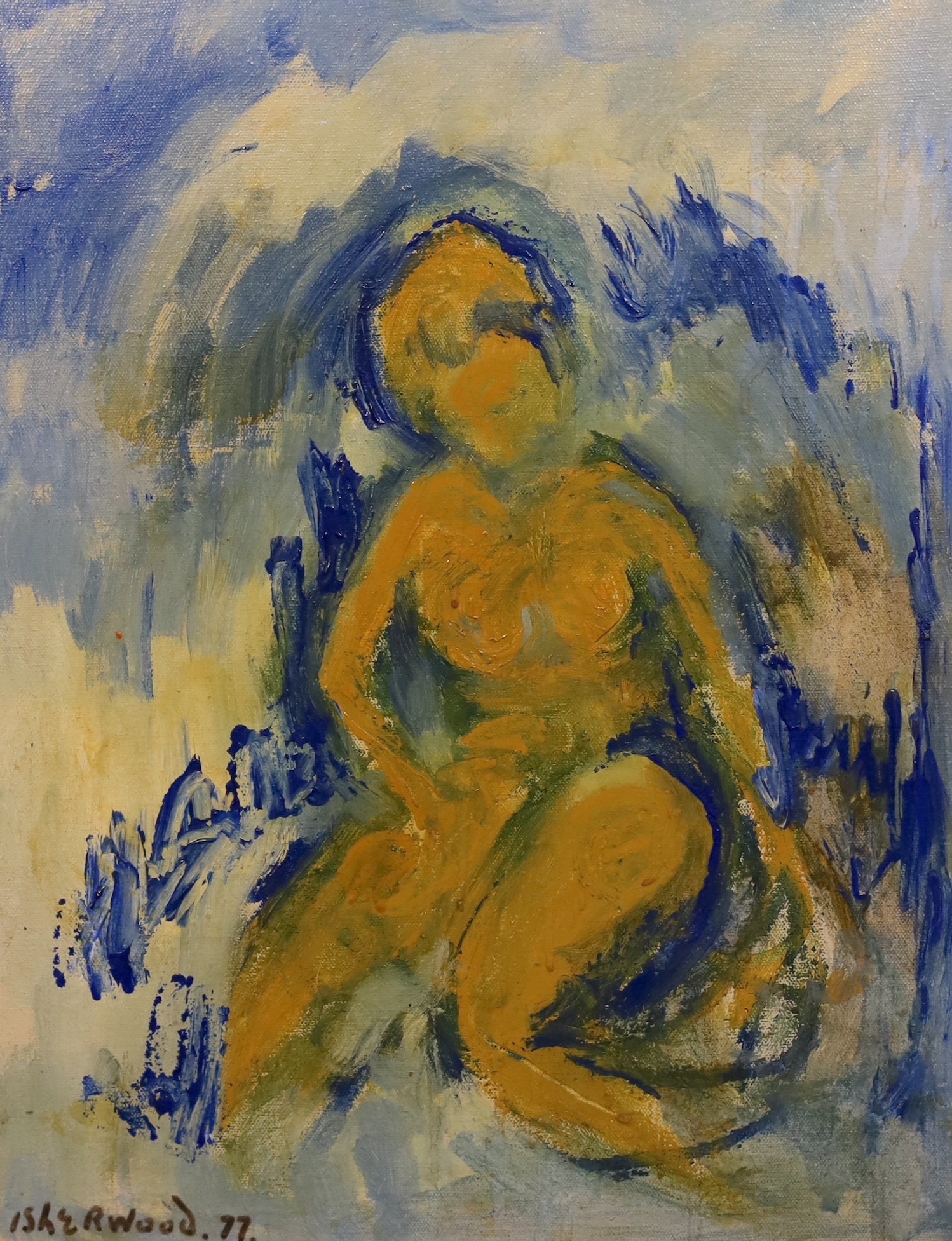 James Lawrence Isherwood (British, 1917- 1989), 'Welsh nude', oil on canvas, 45 x 35cm
